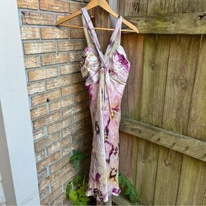 Donna Ricco 100% Silk Pink and Purple Floral Dress